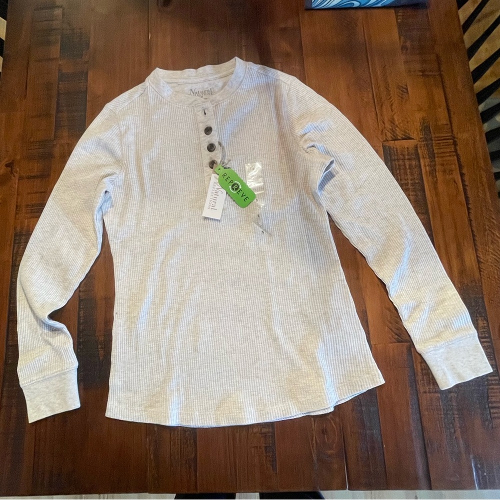Natural Reflections Kids Long Sleeve Henley Shirt - Light Gray